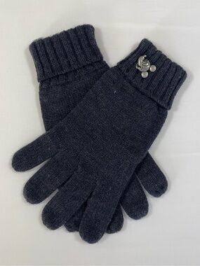 Disney Parks Mickey Mouse Emblem Winter Warm Adult Gloves Fuzzy Navy Blue